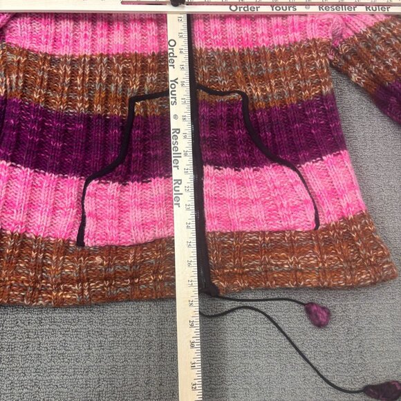 Rocky Mountain Nepal Large Zip Up Jacket Wool Knit Fleece Lined Hood Pockets Y2K - Picture 7 of 11